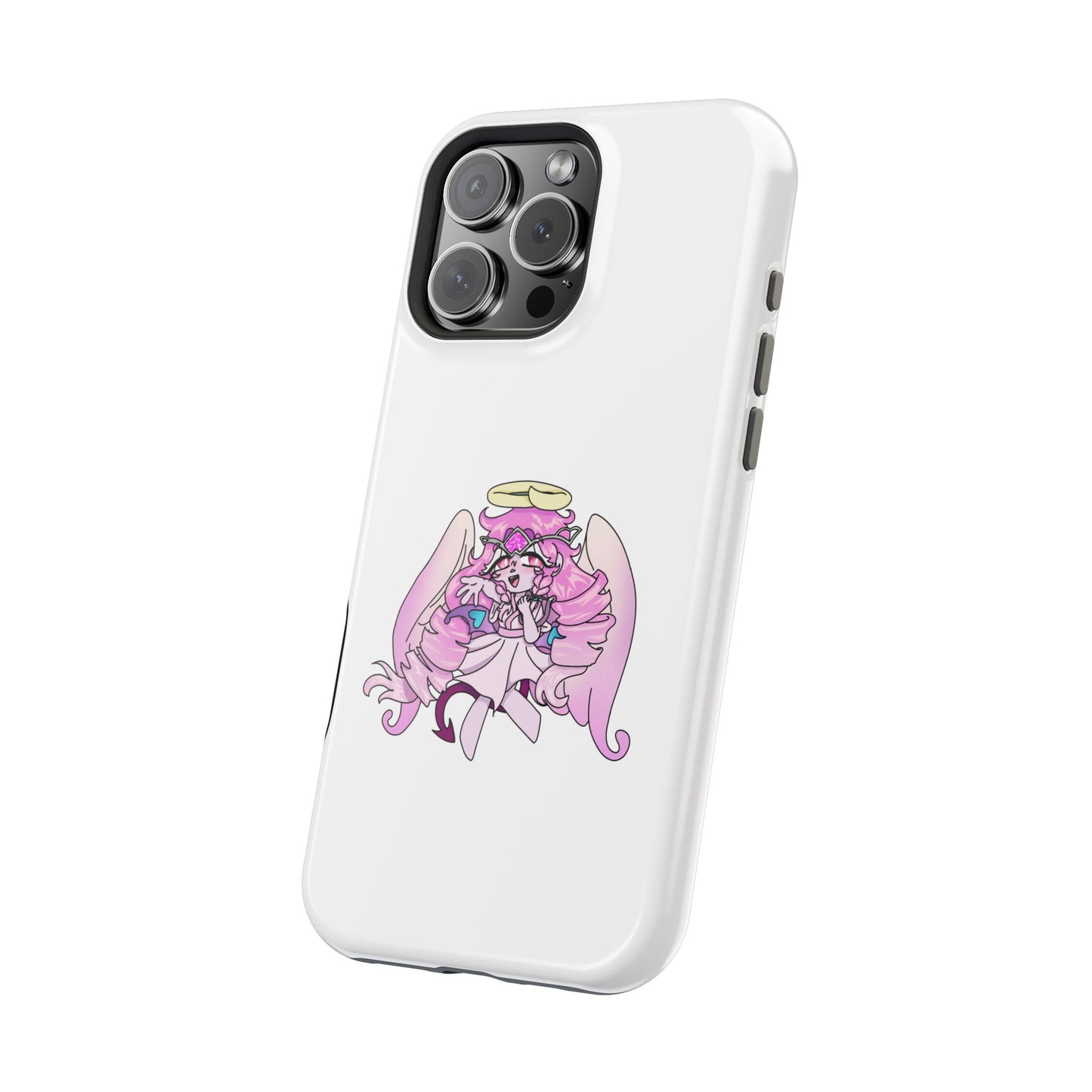 Cute Angelic Phone Case, Magnetic Tough Case for Girls, Cartoon Character Cover, Stylish Phone Protection, Anime Aesthetic Gift