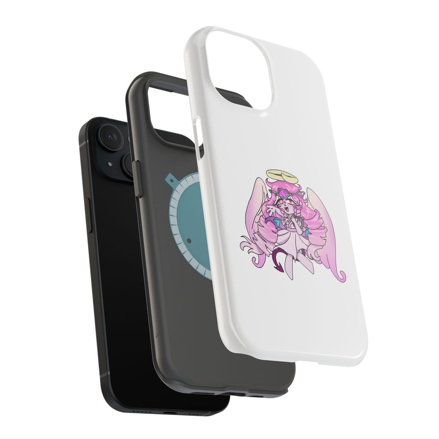 Cute Angelic Phone Case, Magnetic Tough Case for Girls, Cartoon Character Cover, Stylish Phone Protection, Anime Aesthetic Gift