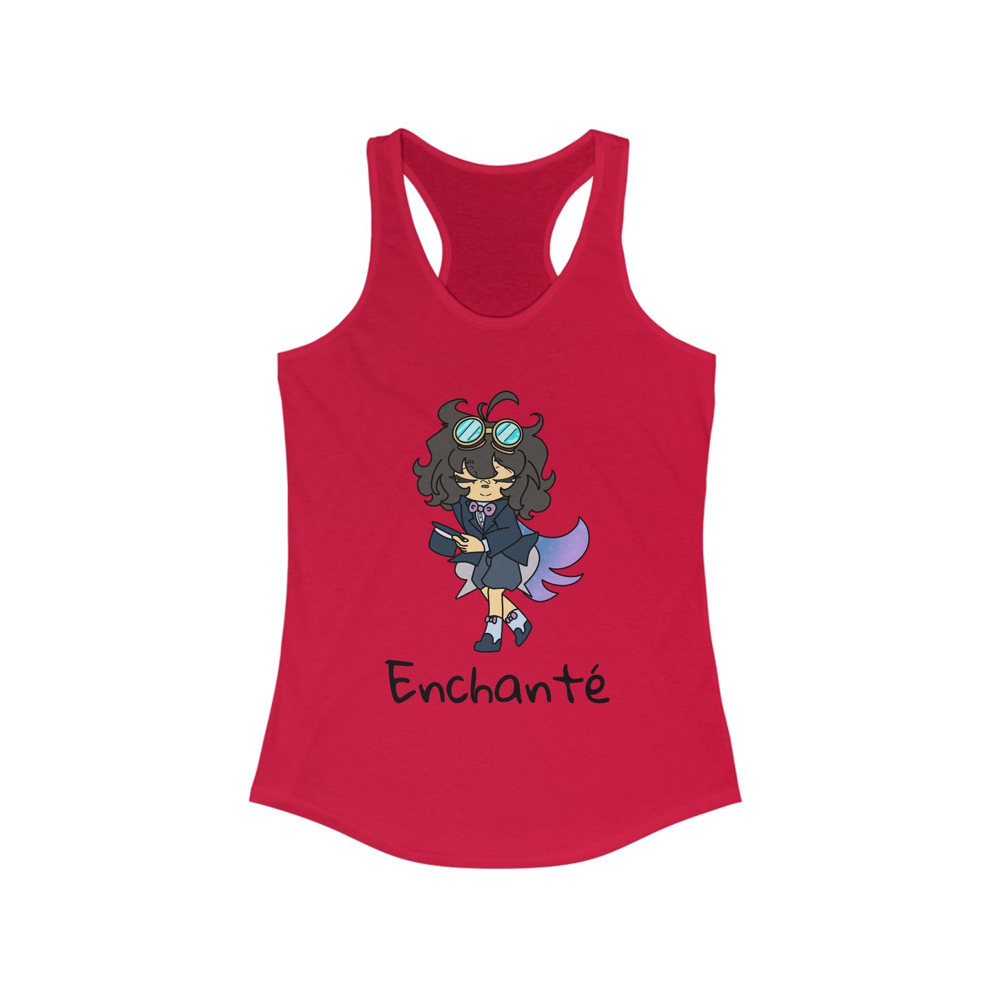 Enchanté Women's Racerback Tank, Cute Summer Tee, Graphic Workout Top, Gift for Her, Casual Chic Shirt, Anime Inspired Apparel
