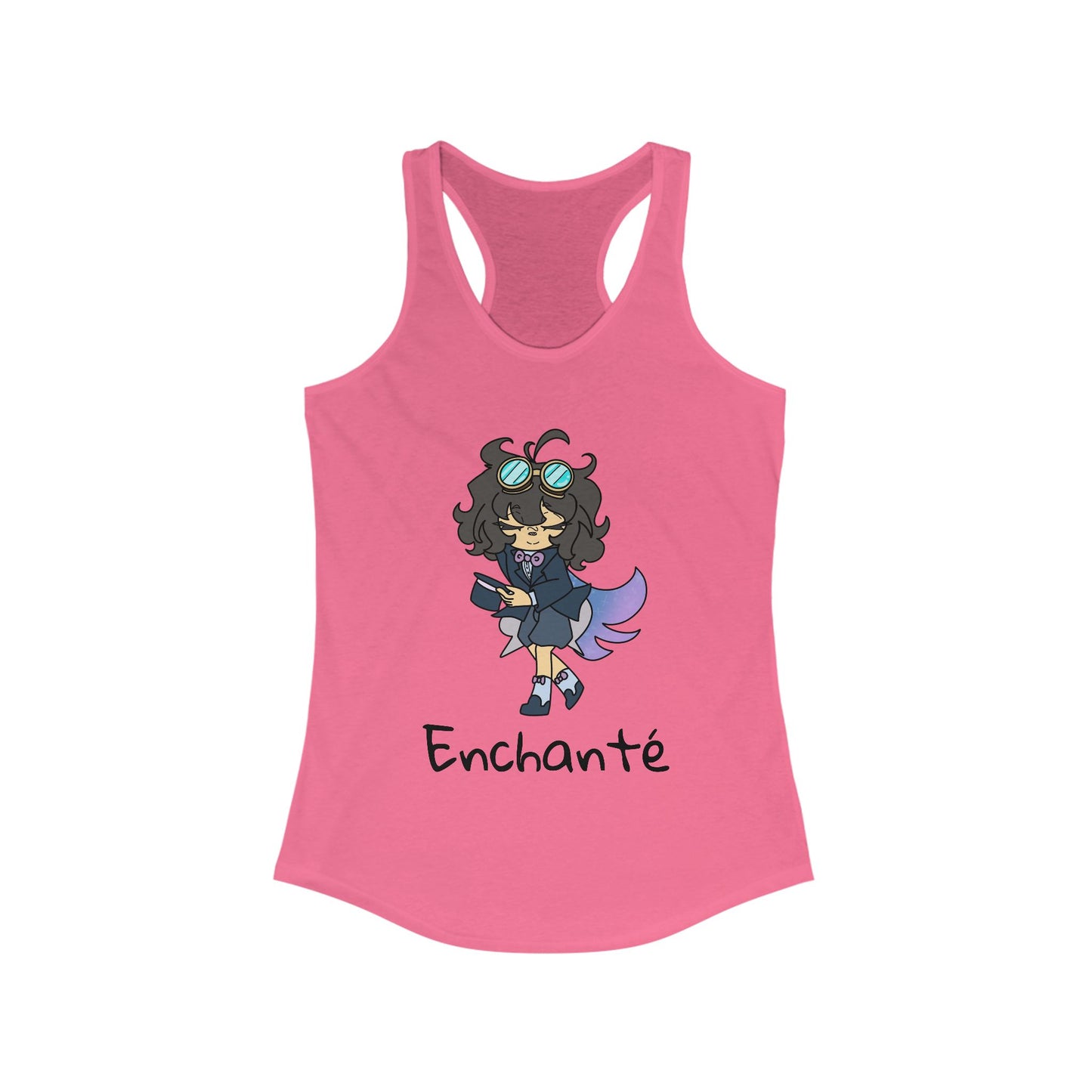 Enchanté Women's Racerback Tank, Cute Summer Tee, Graphic Workout Top, Gift for Her, Casual Chic Shirt, Anime Inspired Apparel