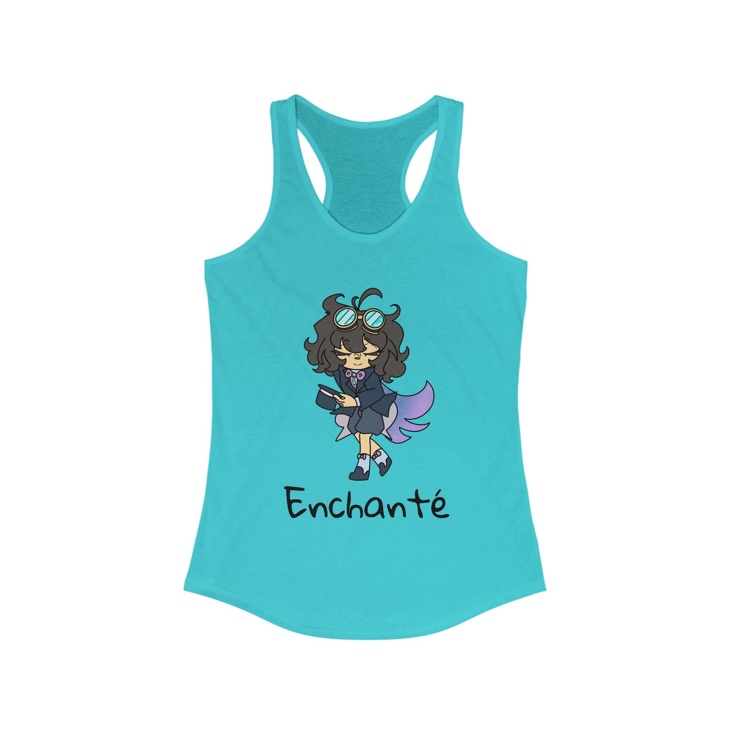Enchanté Women's Racerback Tank, Cute Summer Tee, Graphic Workout Top, Gift for Her, Casual Chic Shirt, Anime Inspired Apparel