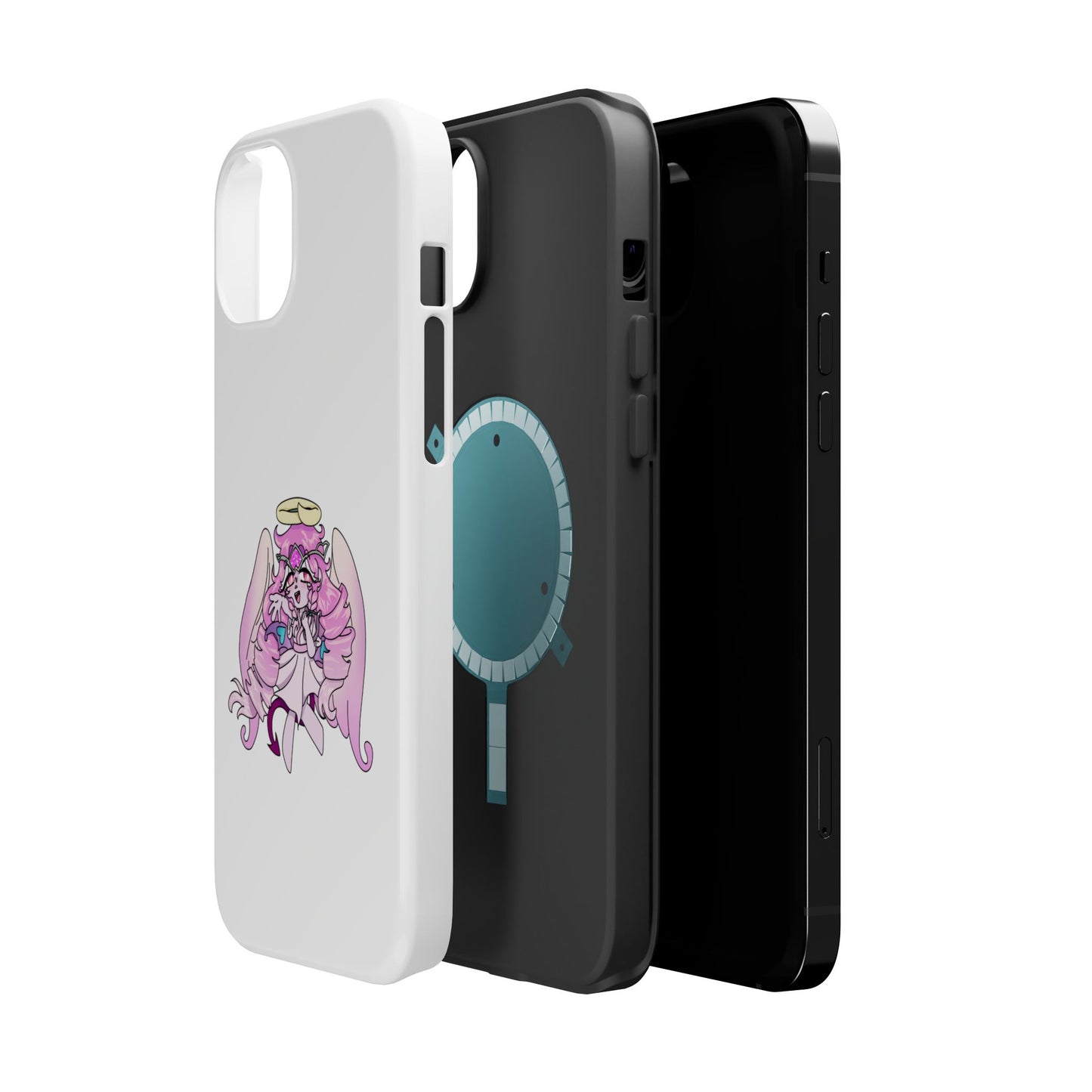 Cute Angelic Phone Case, Magnetic Tough Case for Girls, Cartoon Character Cover, Stylish Phone Protection, Anime Aesthetic Gift