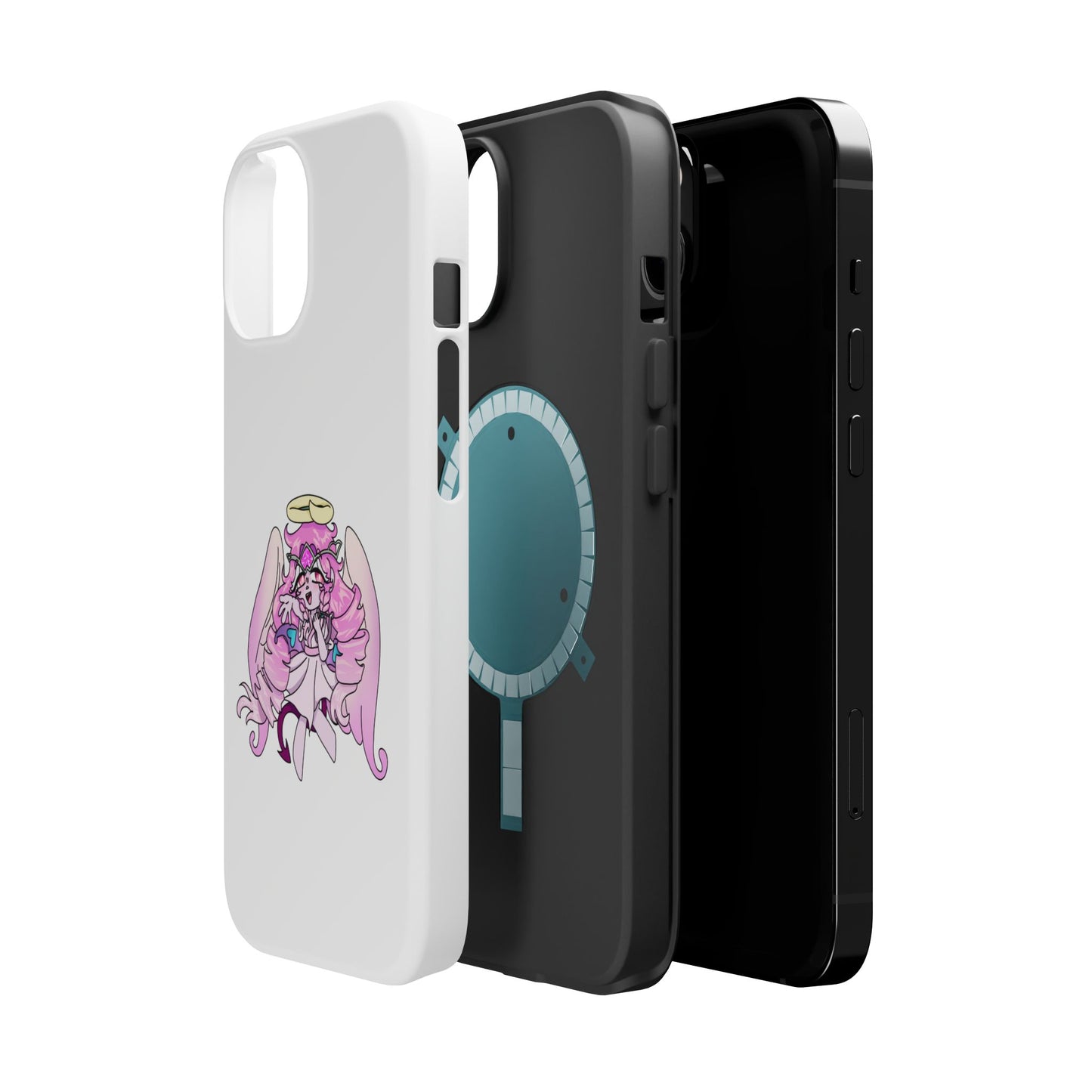 Cute Angelic Phone Case, Magnetic Tough Case for Girls, Cartoon Character Cover, Stylish Phone Protection, Anime Aesthetic Gift