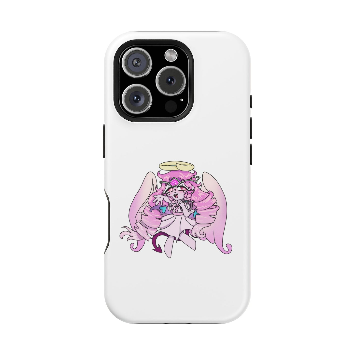Cute Angelic Phone Case, Magnetic Tough Case for Girls, Cartoon Character Cover, Stylish Phone Protection, Anime Aesthetic Gift