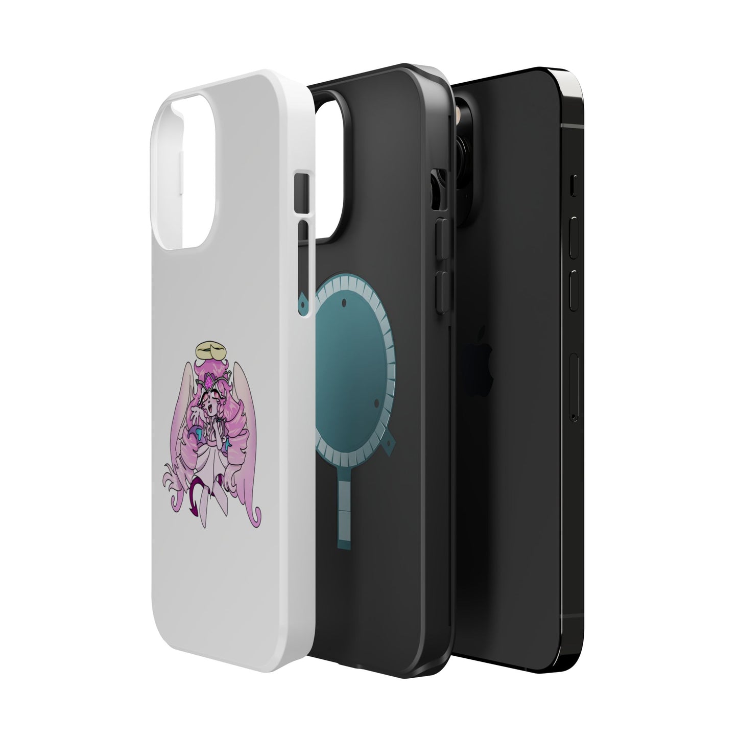 Cute Angelic Phone Case, Magnetic Tough Case for Girls, Cartoon Character Cover, Stylish Phone Protection, Anime Aesthetic Gift