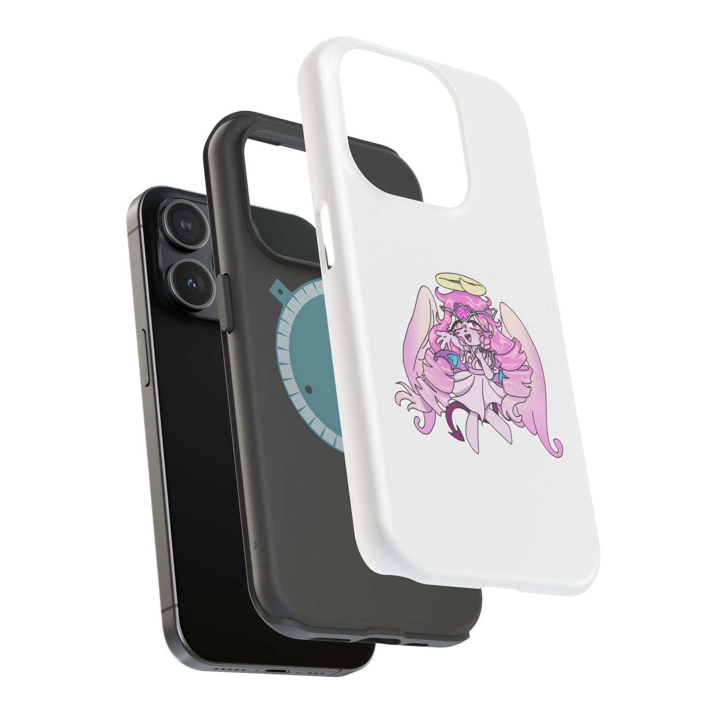 Cute Angelic Phone Case, Magnetic Tough Case for Girls, Cartoon Character Cover, Stylish Phone Protection, Anime Aesthetic Gift