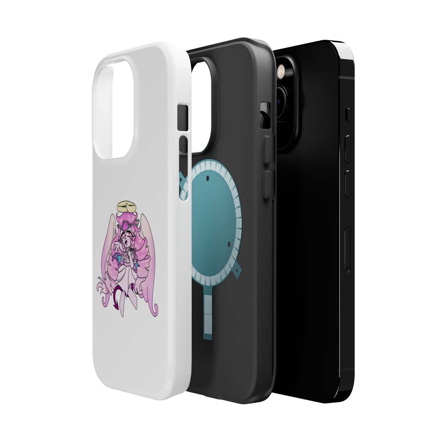 Cute Angelic Phone Case, Magnetic Tough Case for Girls, Cartoon Character Cover, Stylish Phone Protection, Anime Aesthetic Gift