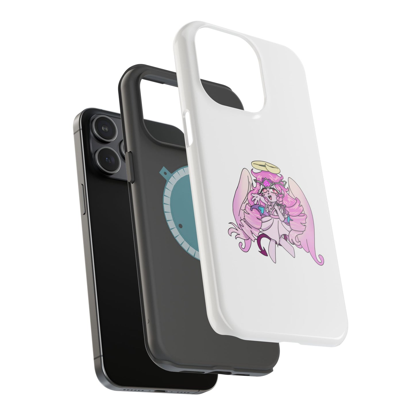 Cute Angelic Phone Case, Magnetic Tough Case for Girls, Cartoon Character Cover, Stylish Phone Protection, Anime Aesthetic Gift