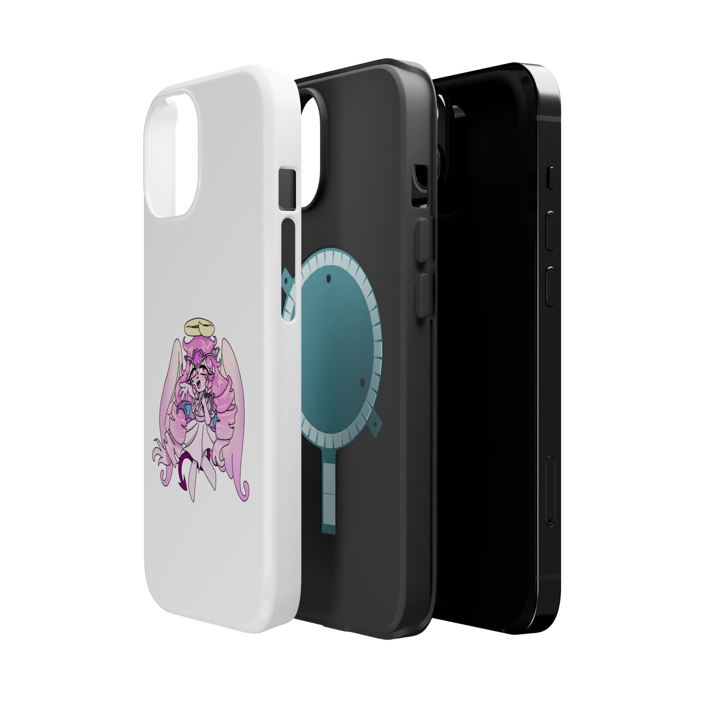 Cute Angelic Phone Case, Magnetic Tough Case for Girls, Cartoon Character Cover, Stylish Phone Protection, Anime Aesthetic Gift
