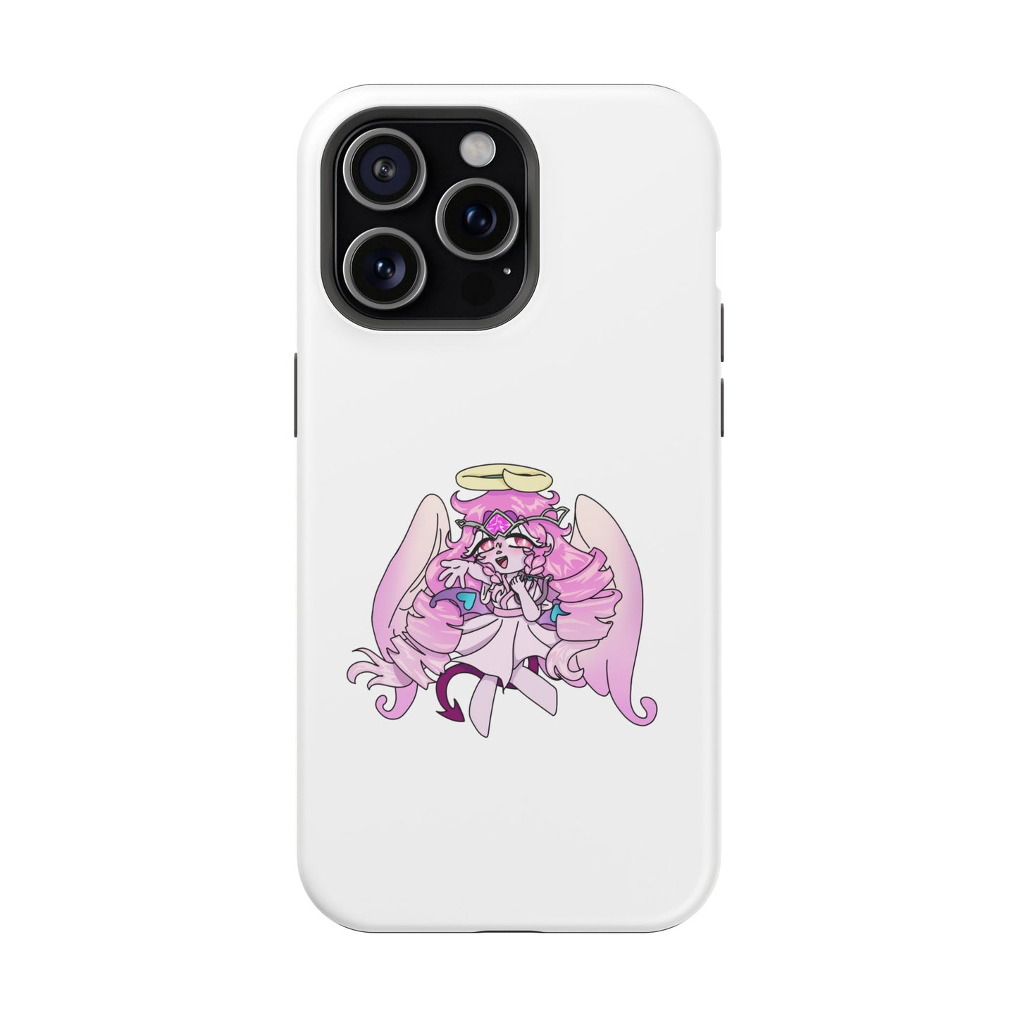 Cute Angelic Phone Case, Magnetic Tough Case for Girls, Cartoon Character Cover, Stylish Phone Protection, Anime Aesthetic Gift