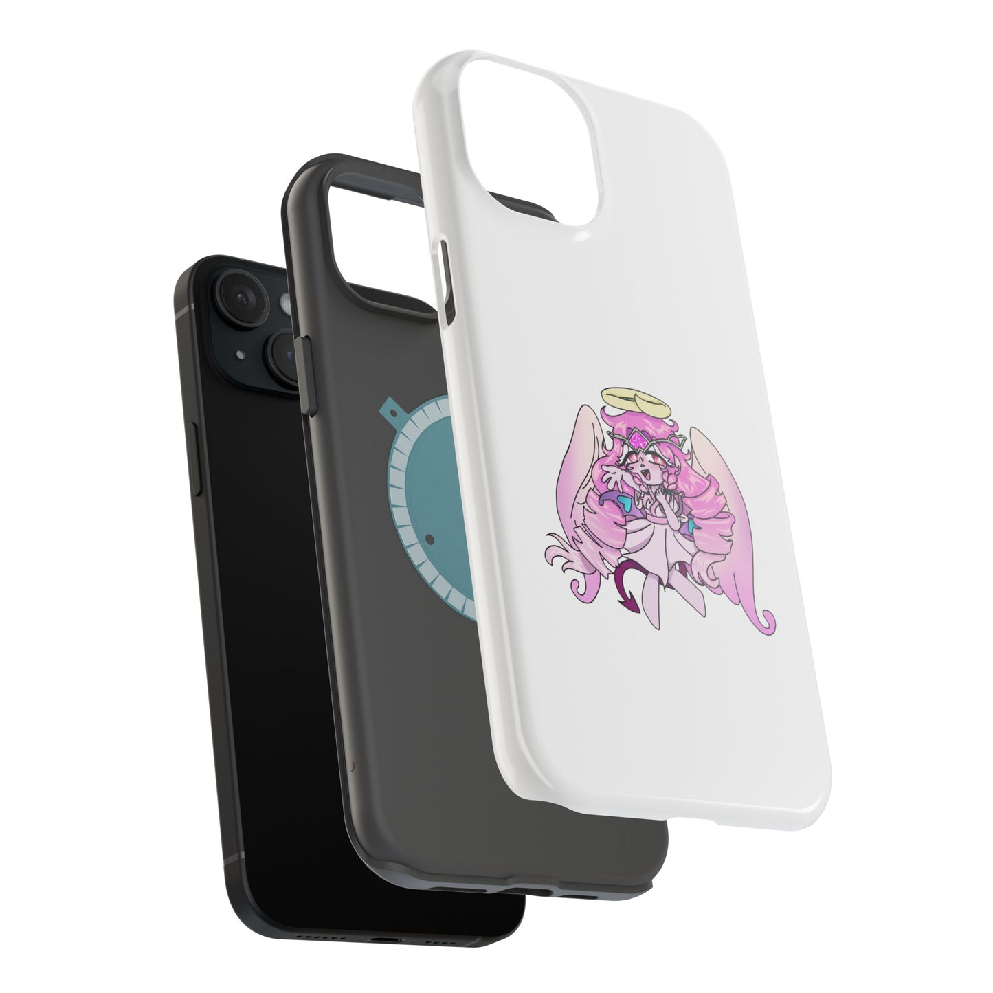 Cute Angelic Phone Case, Magnetic Tough Case for Girls, Cartoon Character Cover, Stylish Phone Protection, Anime Aesthetic Gift