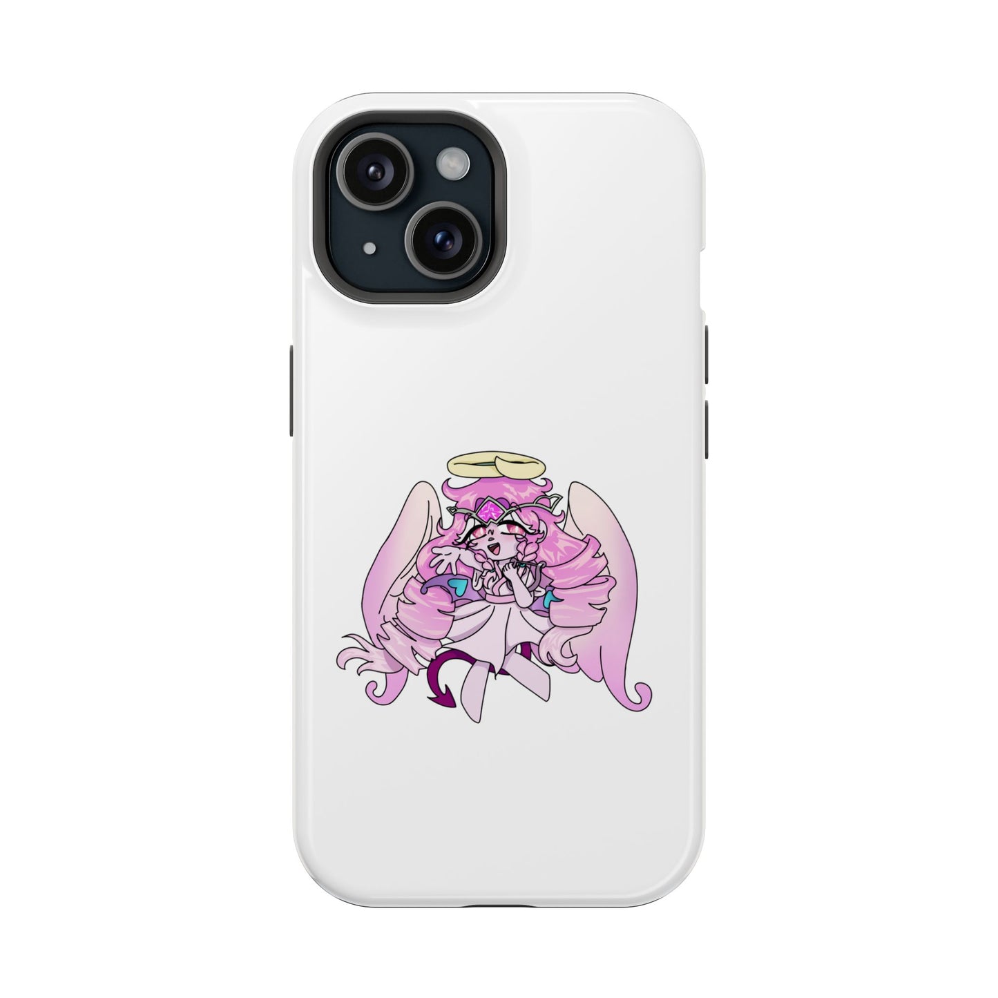 Cute Angelic Phone Case, Magnetic Tough Case for Girls, Cartoon Character Cover, Stylish Phone Protection, Anime Aesthetic Gift