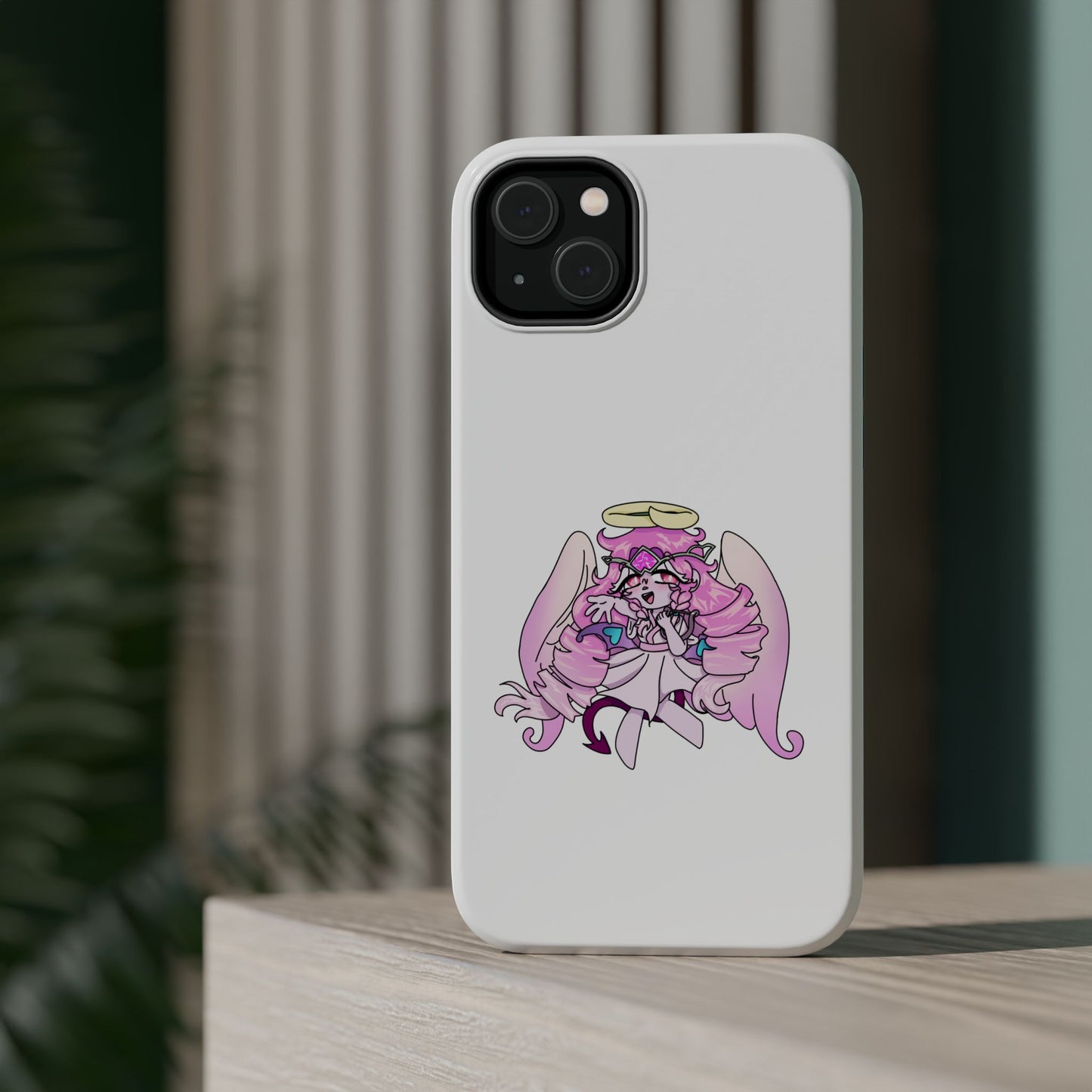 Cute Angelic Phone Case, Magnetic Tough Case for Girls, Cartoon Character Cover, Stylish Phone Protection, Anime Aesthetic Gift