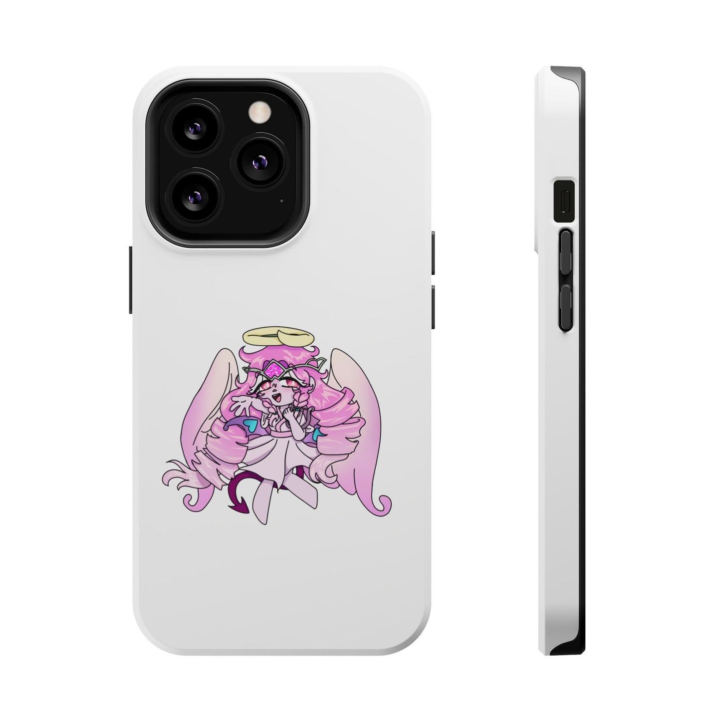 Cute Angelic Phone Case, Magnetic Tough Case for Girls, Cartoon Character Cover, Stylish Phone Protection, Anime Aesthetic Gift