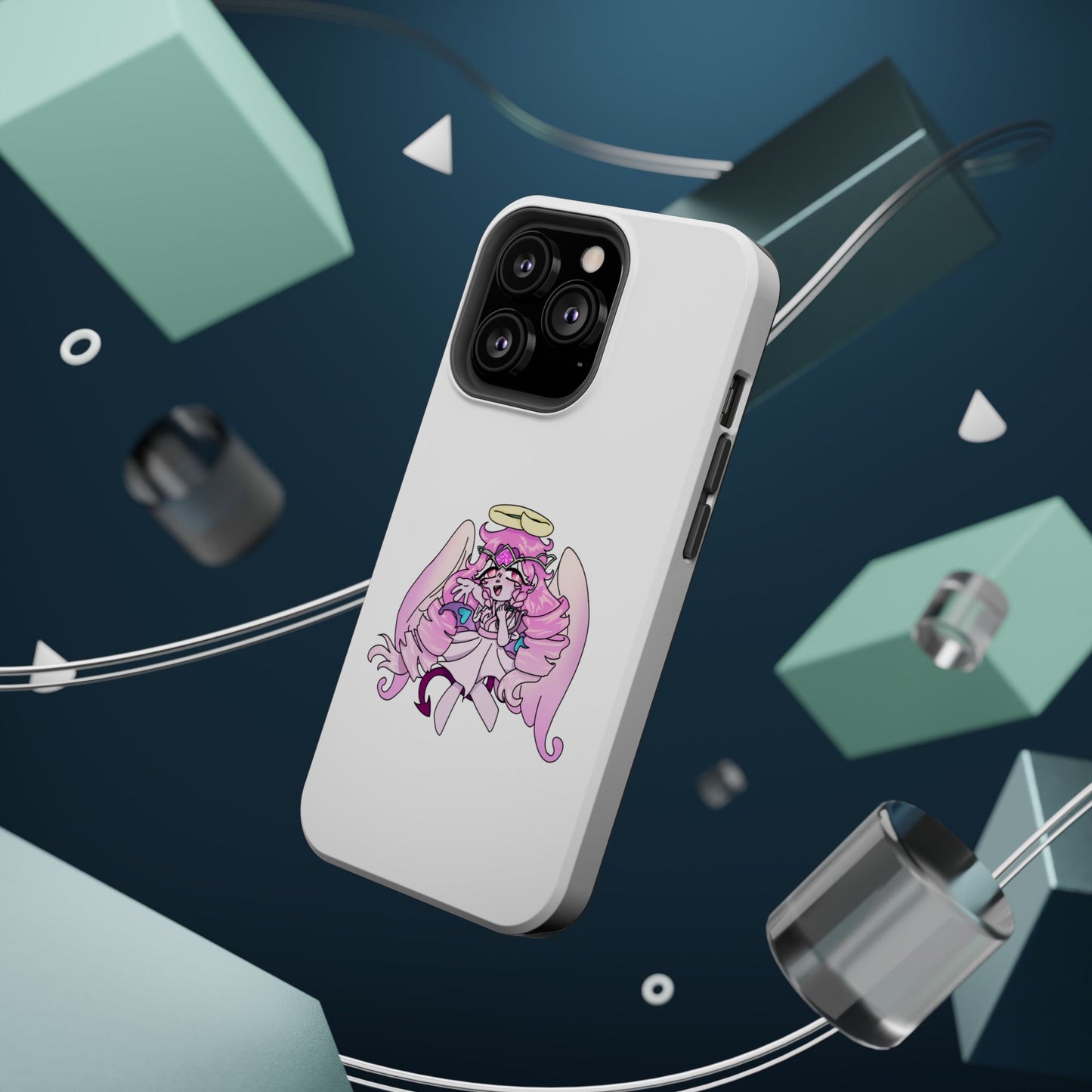Cute Angelic Phone Case, Magnetic Tough Case for Girls, Cartoon Character Cover, Stylish Phone Protection, Anime Aesthetic Gift