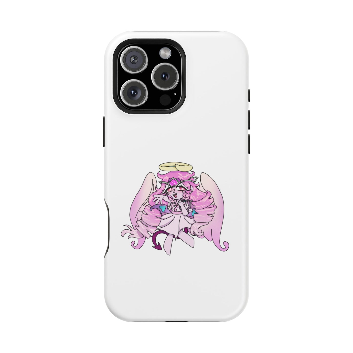 Cute Angelic Phone Case, Magnetic Tough Case for Girls, Cartoon Character Cover, Stylish Phone Protection, Anime Aesthetic Gift
