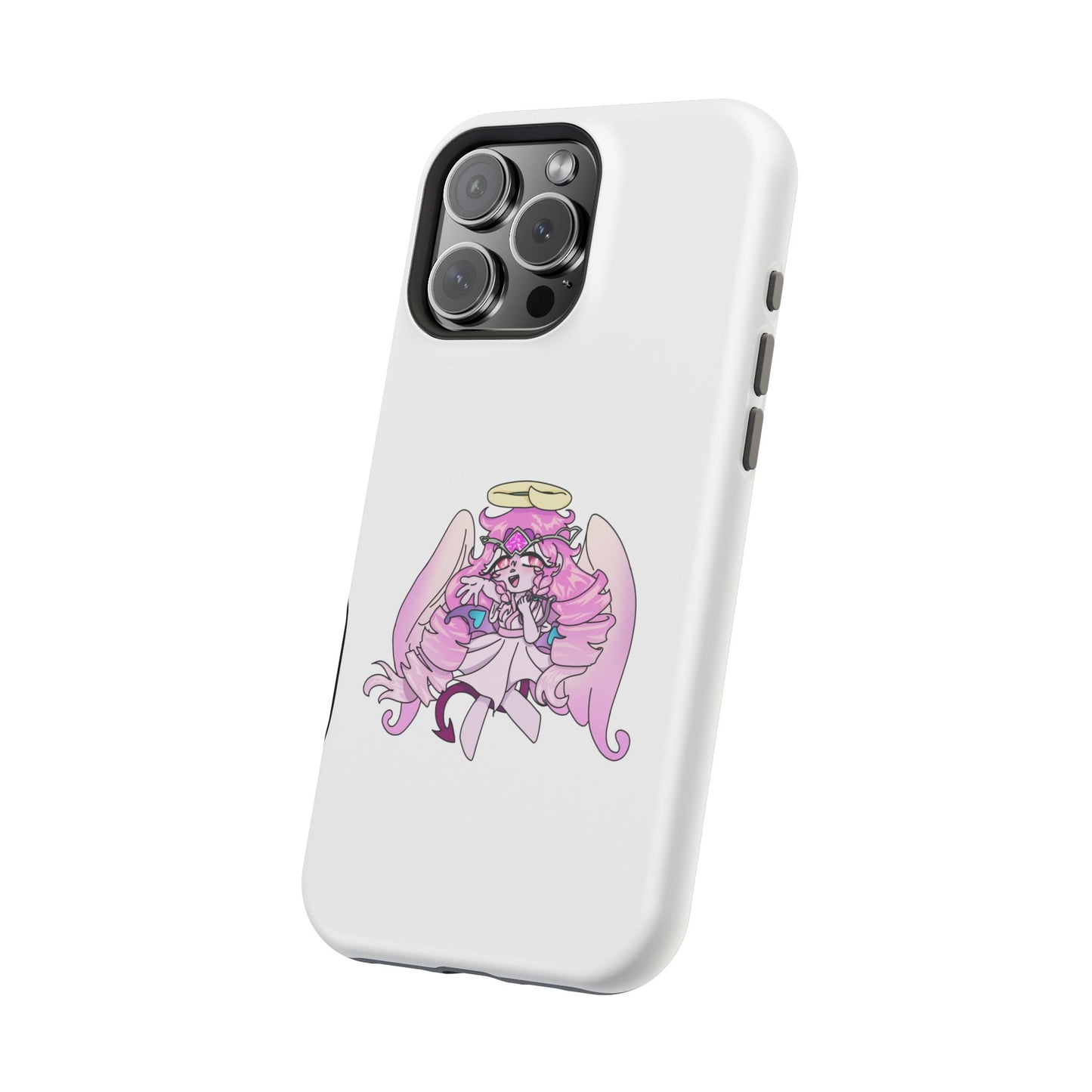Cute Angelic Phone Case, Magnetic Tough Case for Girls, Cartoon Character Cover, Stylish Phone Protection, Anime Aesthetic Gift