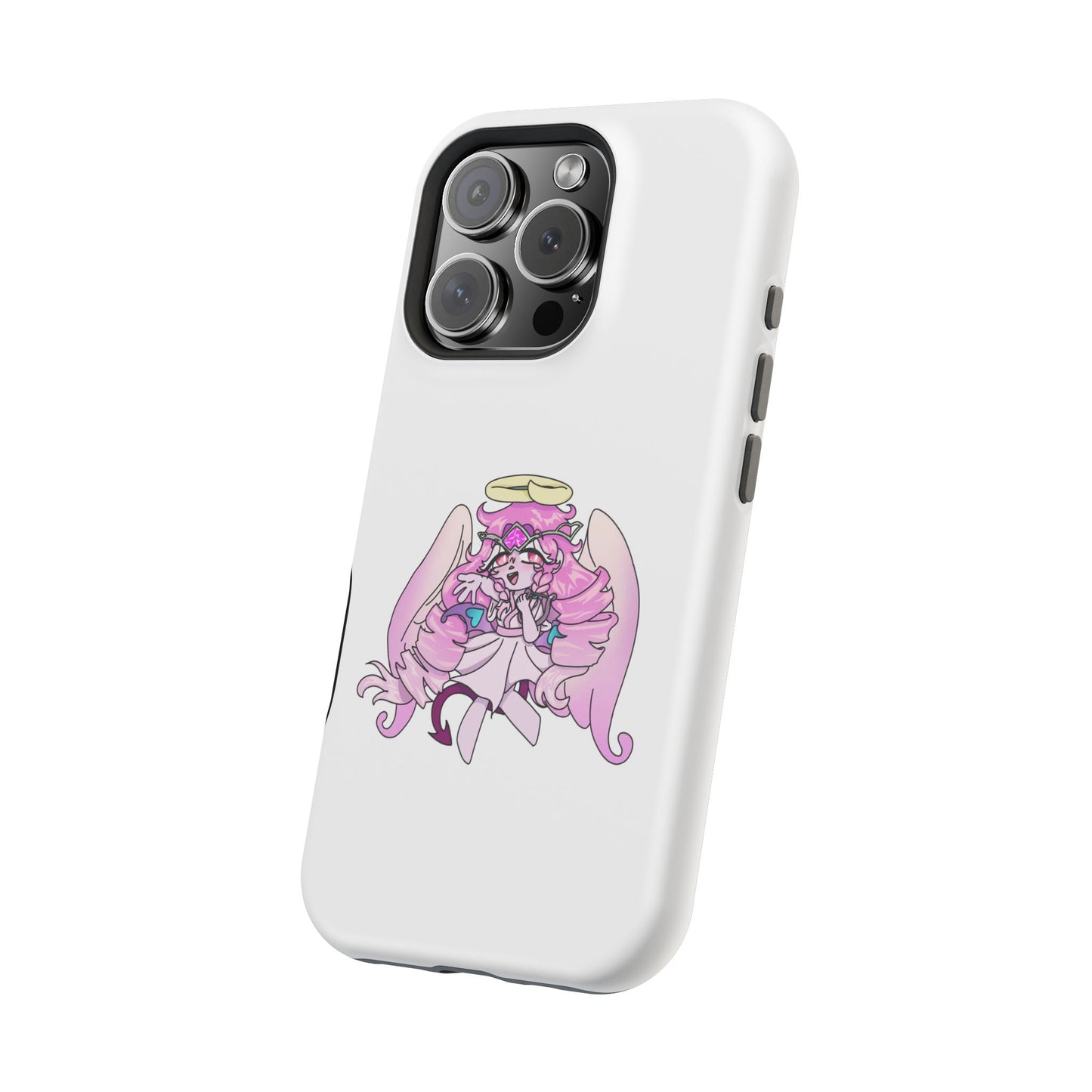 Cute Angelic Phone Case, Magnetic Tough Case for Girls, Cartoon Character Cover, Stylish Phone Protection, Anime Aesthetic Gift