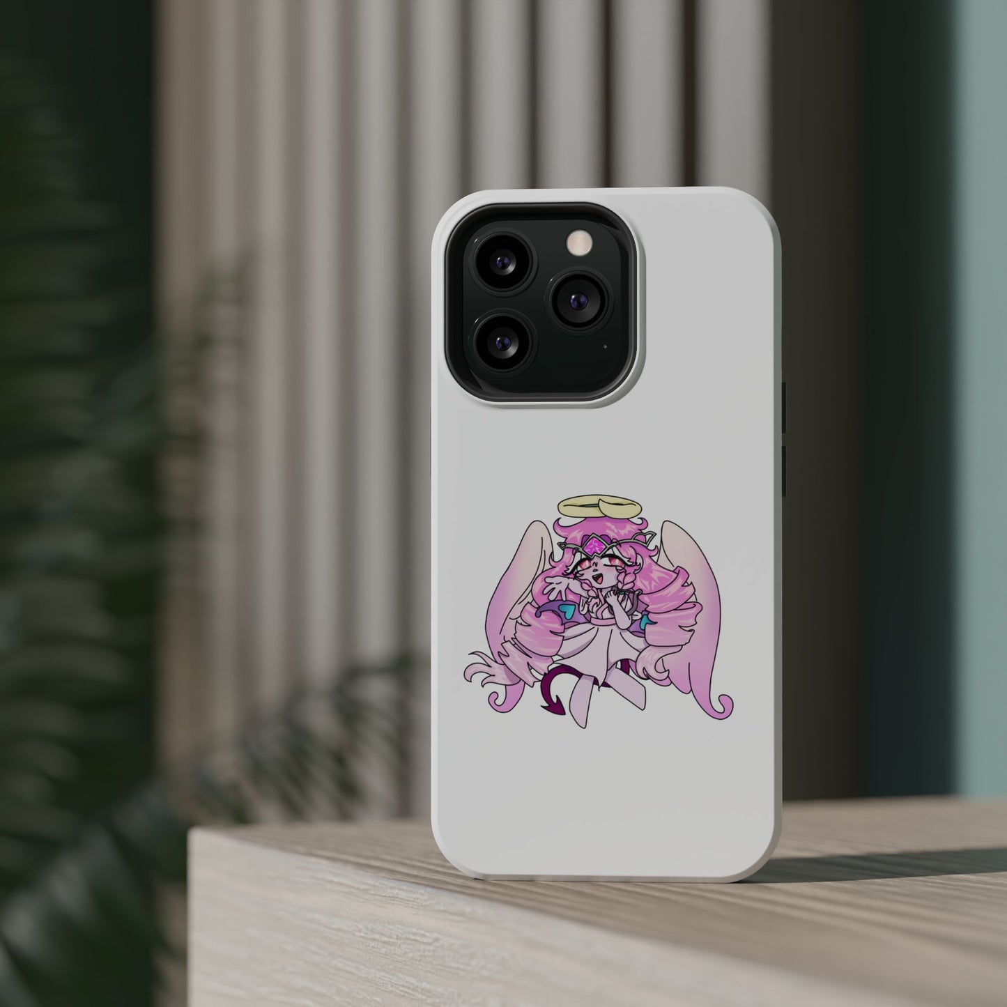 Cute Angelic Phone Case, Magnetic Tough Case for Girls, Cartoon Character Cover, Stylish Phone Protection, Anime Aesthetic Gift