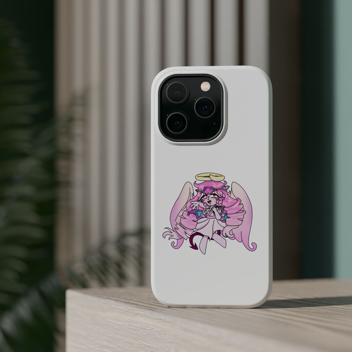 Cute Angelic Phone Case, Magnetic Tough Case for Girls, Cartoon Character Cover, Stylish Phone Protection, Anime Aesthetic Gift