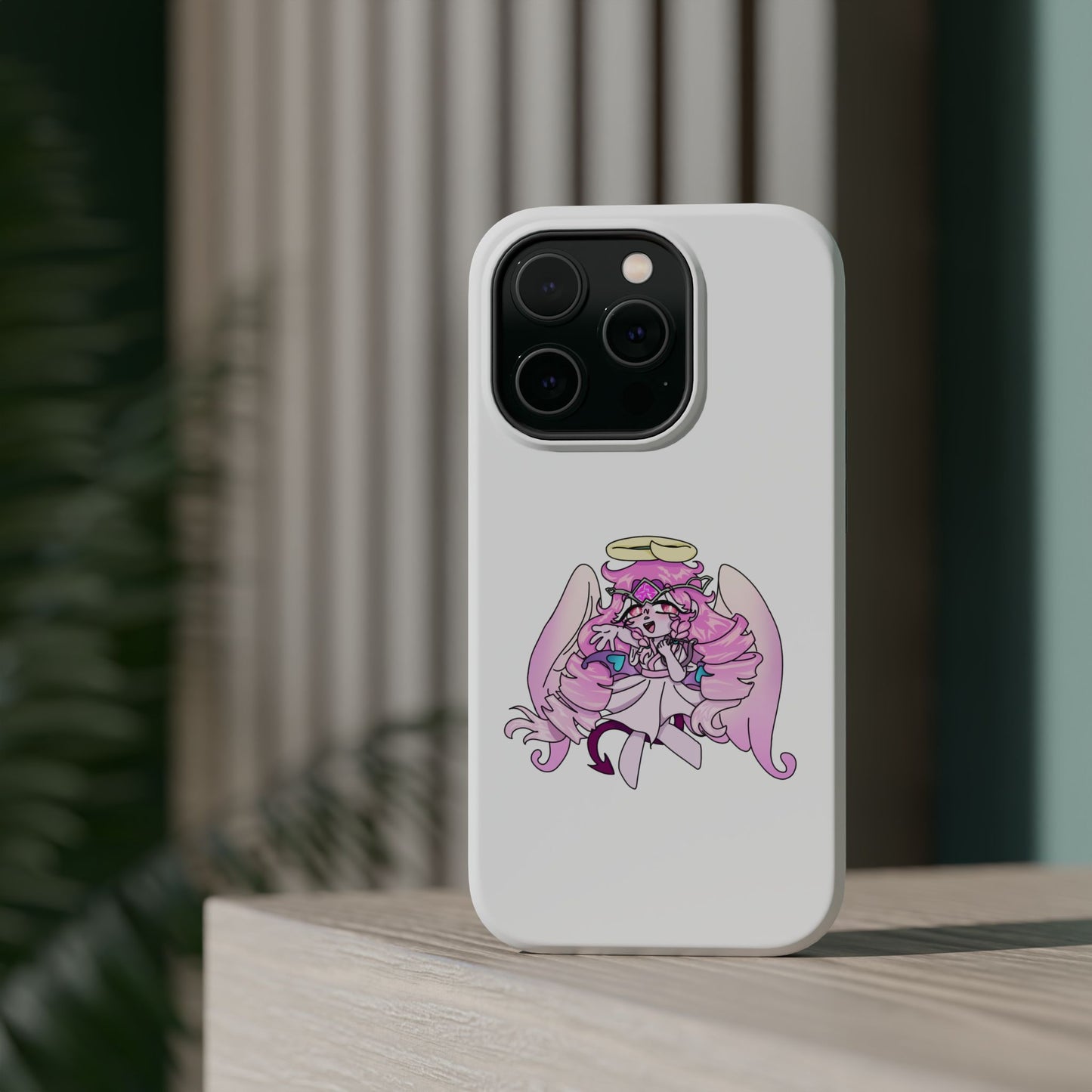 Cute Angelic Phone Case, Magnetic Tough Case for Girls, Cartoon Character Cover, Stylish Phone Protection, Anime Aesthetic Gift