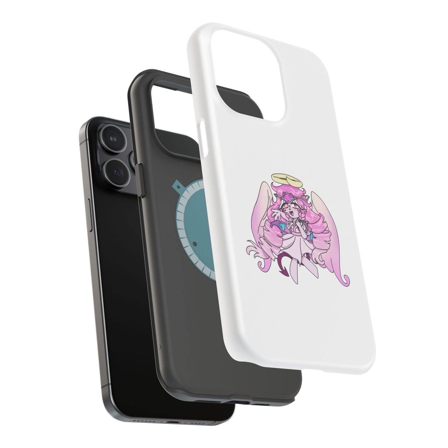 Cute Angelic Phone Case, Magnetic Tough Case for Girls, Cartoon Character Cover, Stylish Phone Protection, Anime Aesthetic Gift