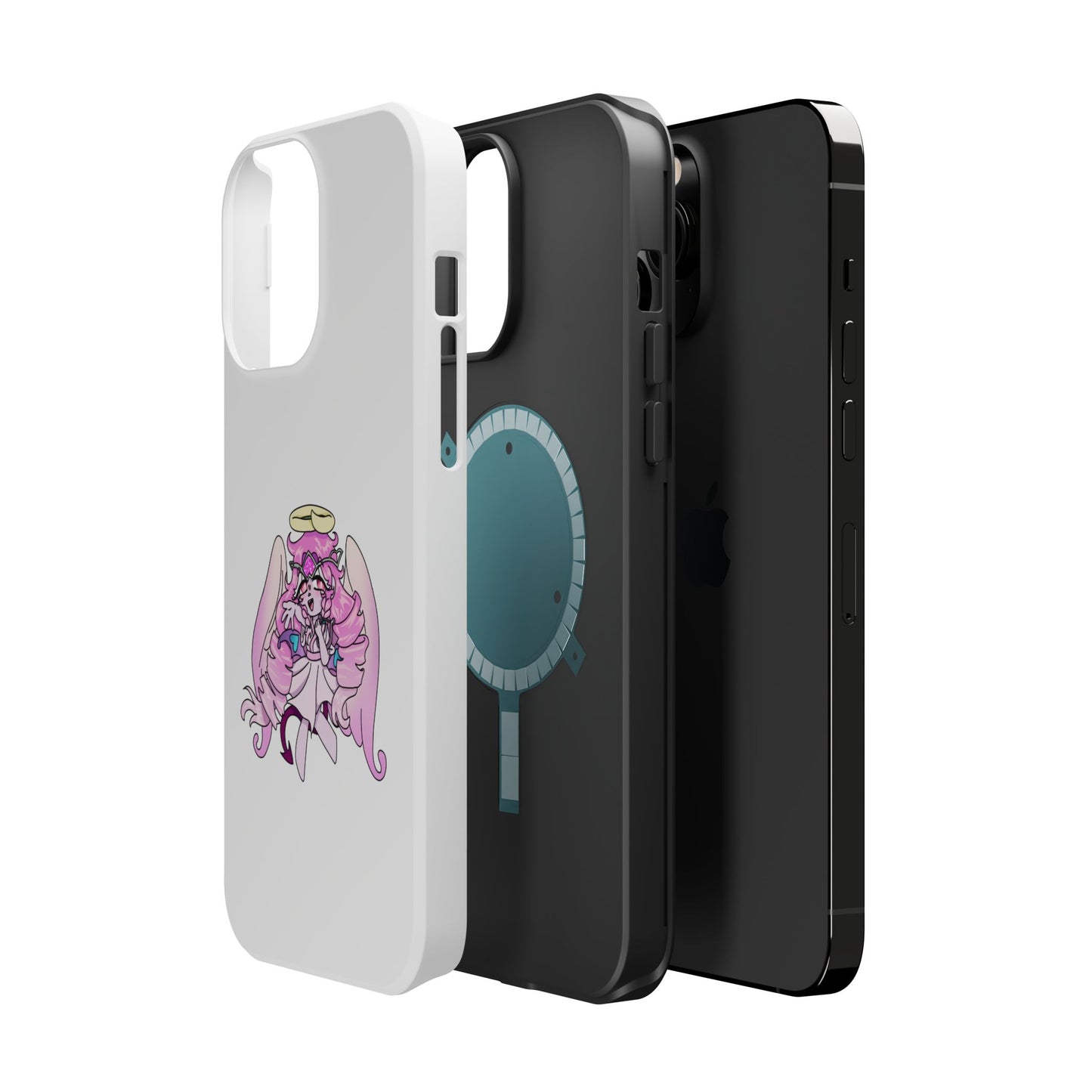 Cute Angelic Phone Case, Magnetic Tough Case for Girls, Cartoon Character Cover, Stylish Phone Protection, Anime Aesthetic Gift
