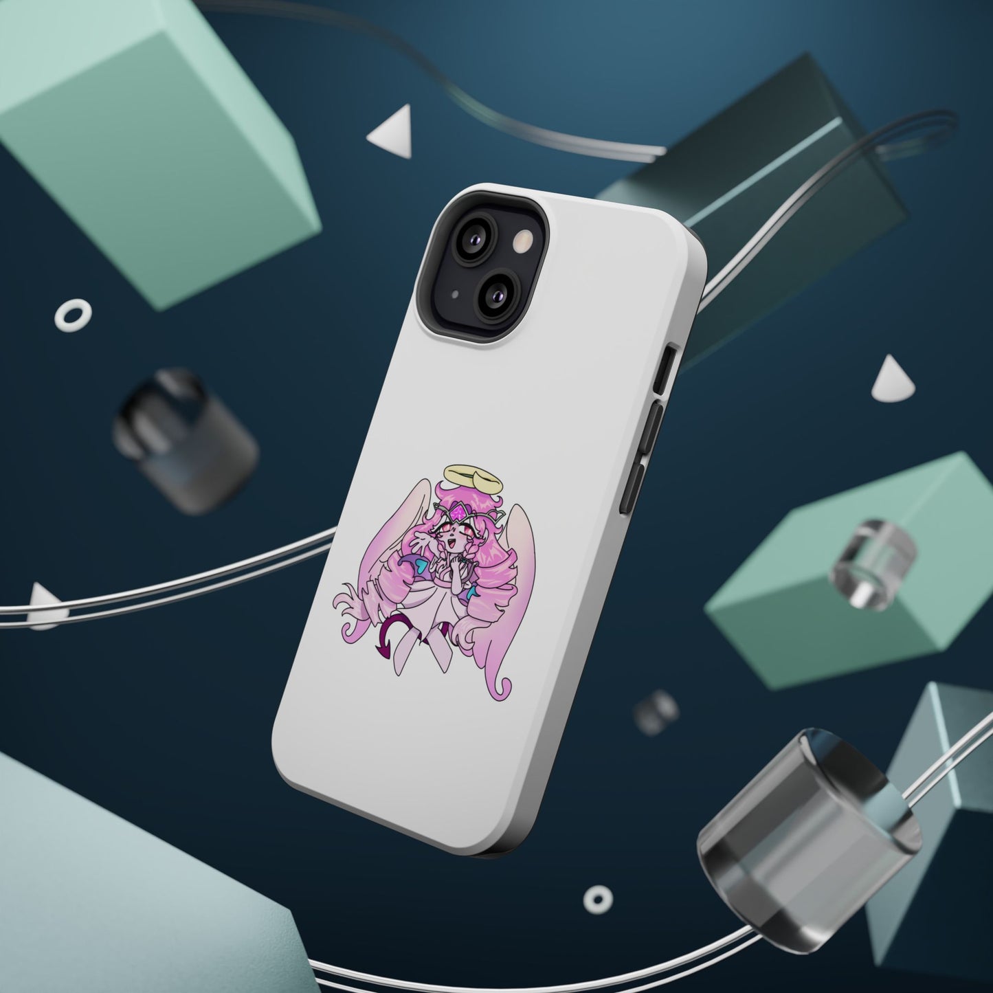 Cute Angelic Phone Case, Magnetic Tough Case for Girls, Cartoon Character Cover, Stylish Phone Protection, Anime Aesthetic Gift