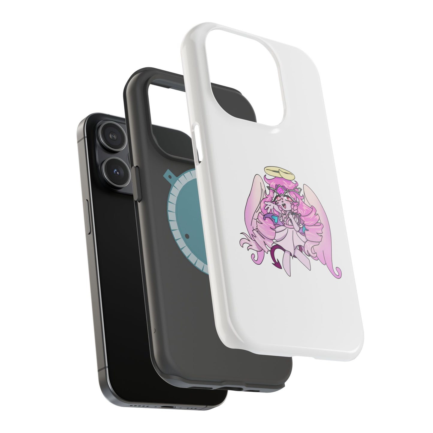 Cute Angelic Phone Case, Magnetic Tough Case for Girls, Cartoon Character Cover, Stylish Phone Protection, Anime Aesthetic Gift