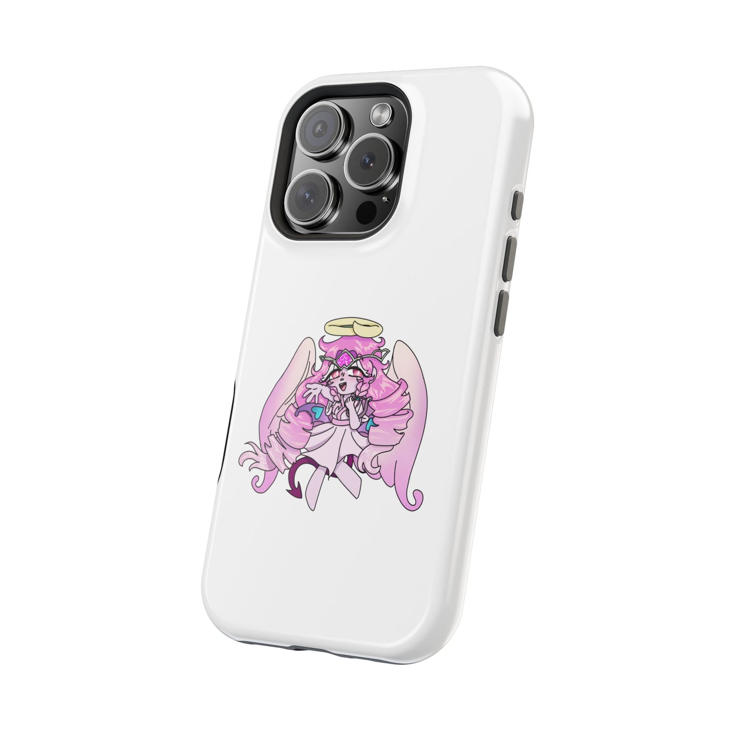 Cute Angelic Phone Case, Magnetic Tough Case for Girls, Cartoon Character Cover, Stylish Phone Protection, Anime Aesthetic Gift
