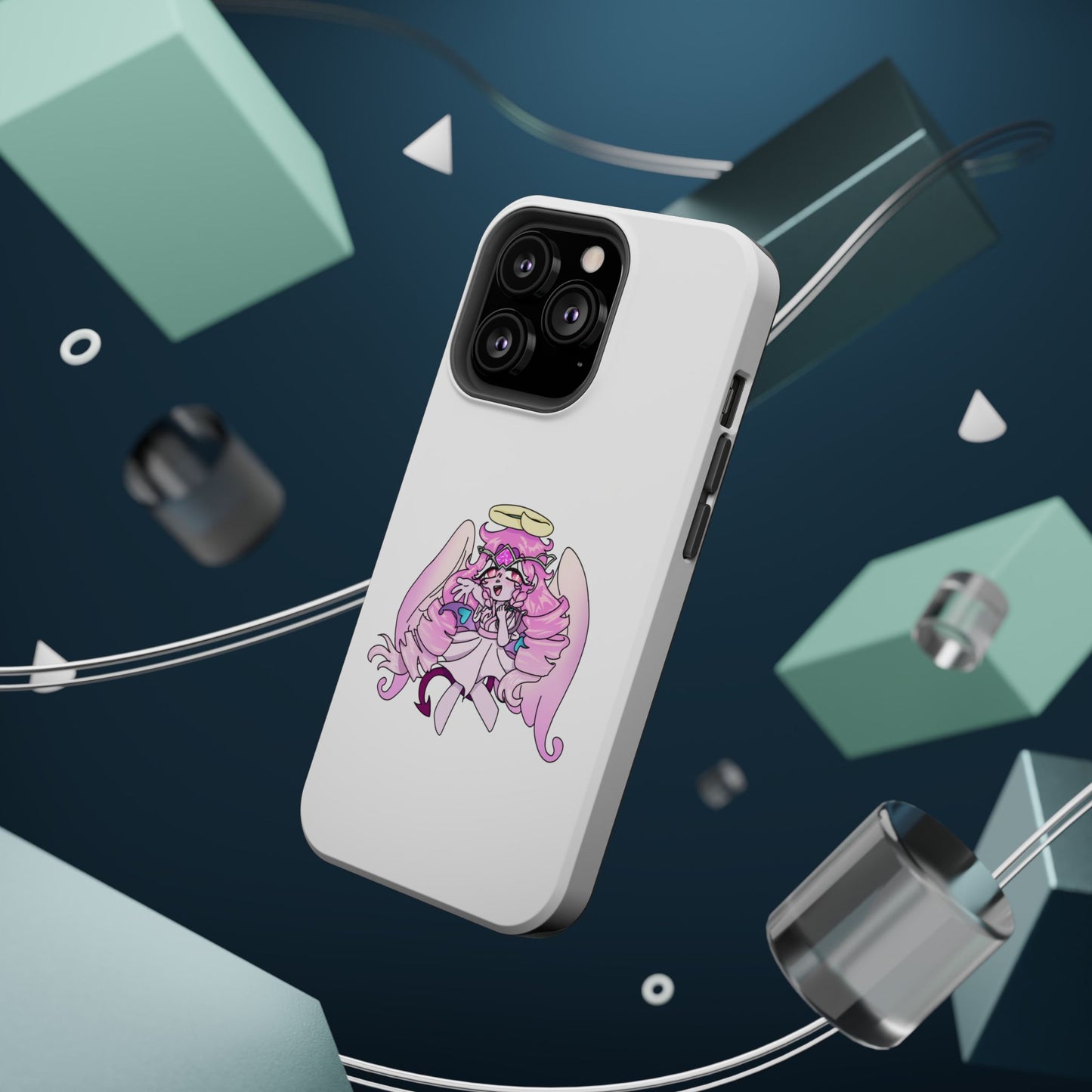 Cute Angelic Phone Case, Magnetic Tough Case for Girls, Cartoon Character Cover, Stylish Phone Protection, Anime Aesthetic Gift