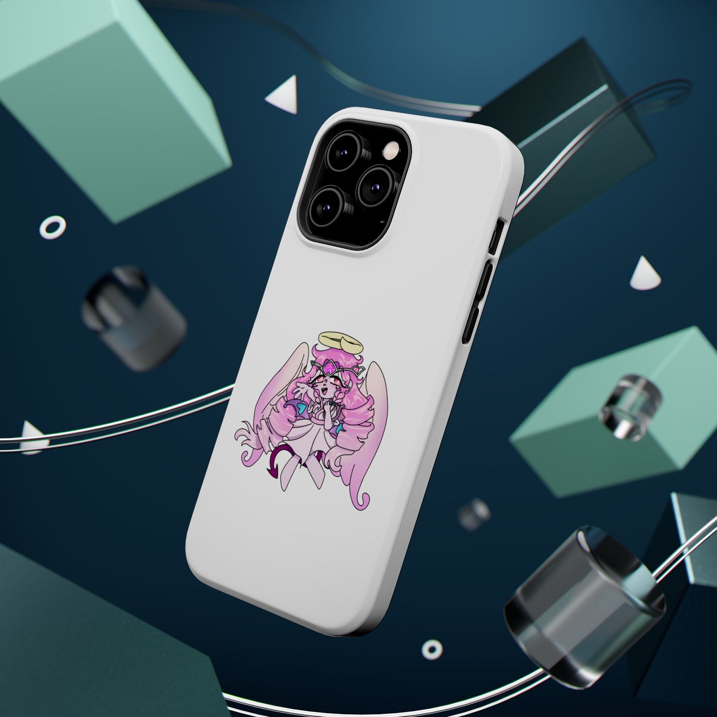 Cute Angelic Phone Case, Magnetic Tough Case for Girls, Cartoon Character Cover, Stylish Phone Protection, Anime Aesthetic Gift