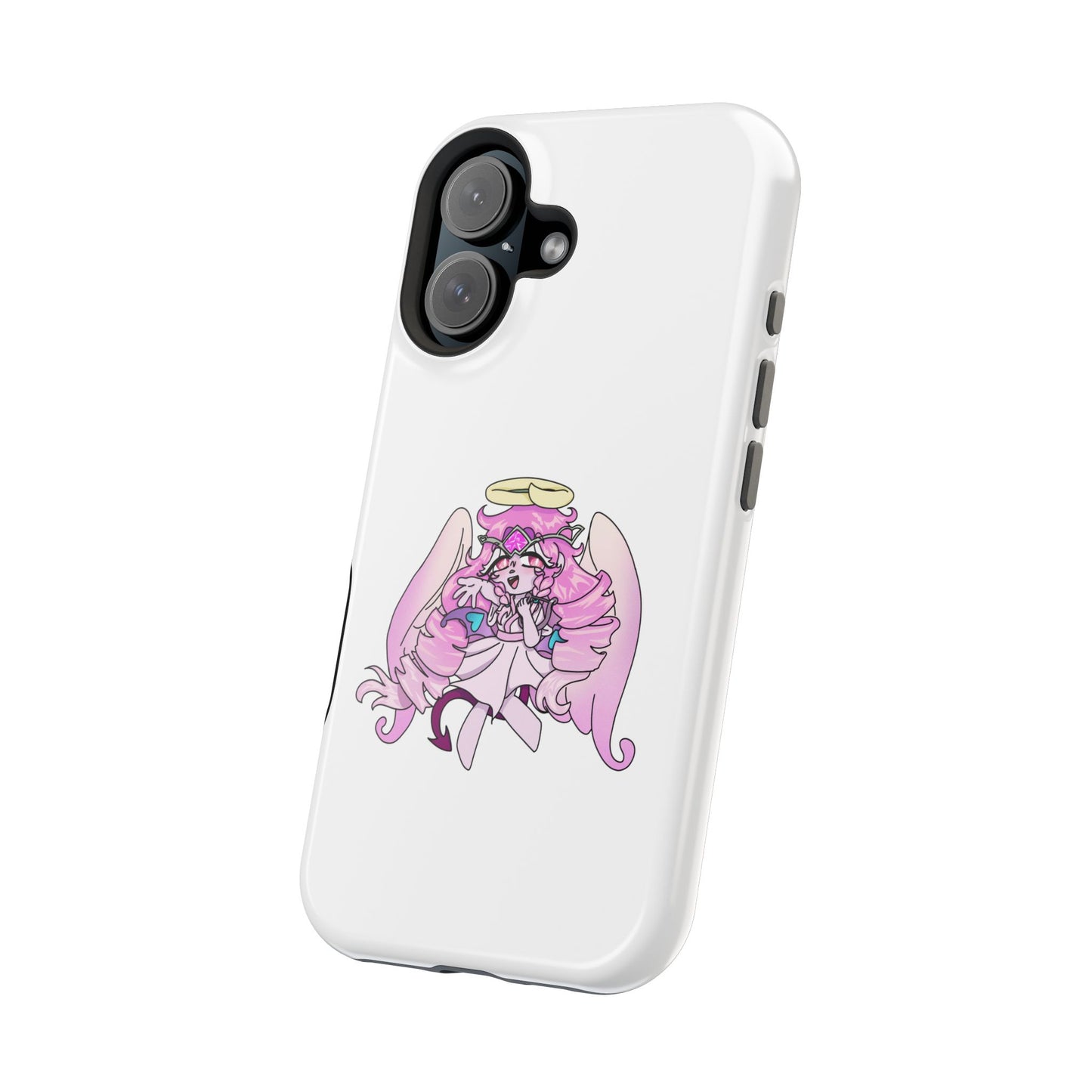 Cute Angelic Phone Case, Magnetic Tough Case for Girls, Cartoon Character Cover, Stylish Phone Protection, Anime Aesthetic Gift