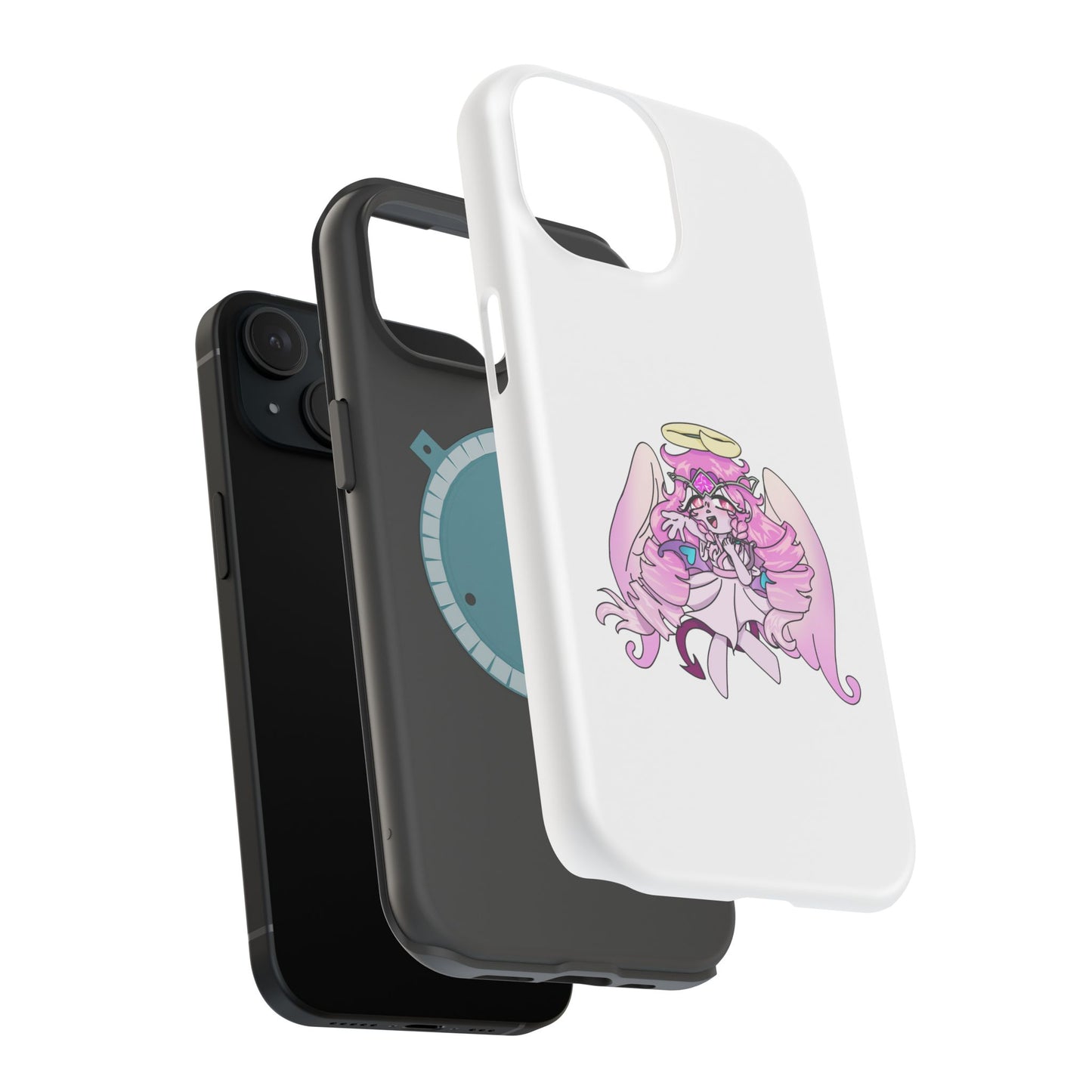 Cute Angelic Phone Case, Magnetic Tough Case for Girls, Cartoon Character Cover, Stylish Phone Protection, Anime Aesthetic Gift