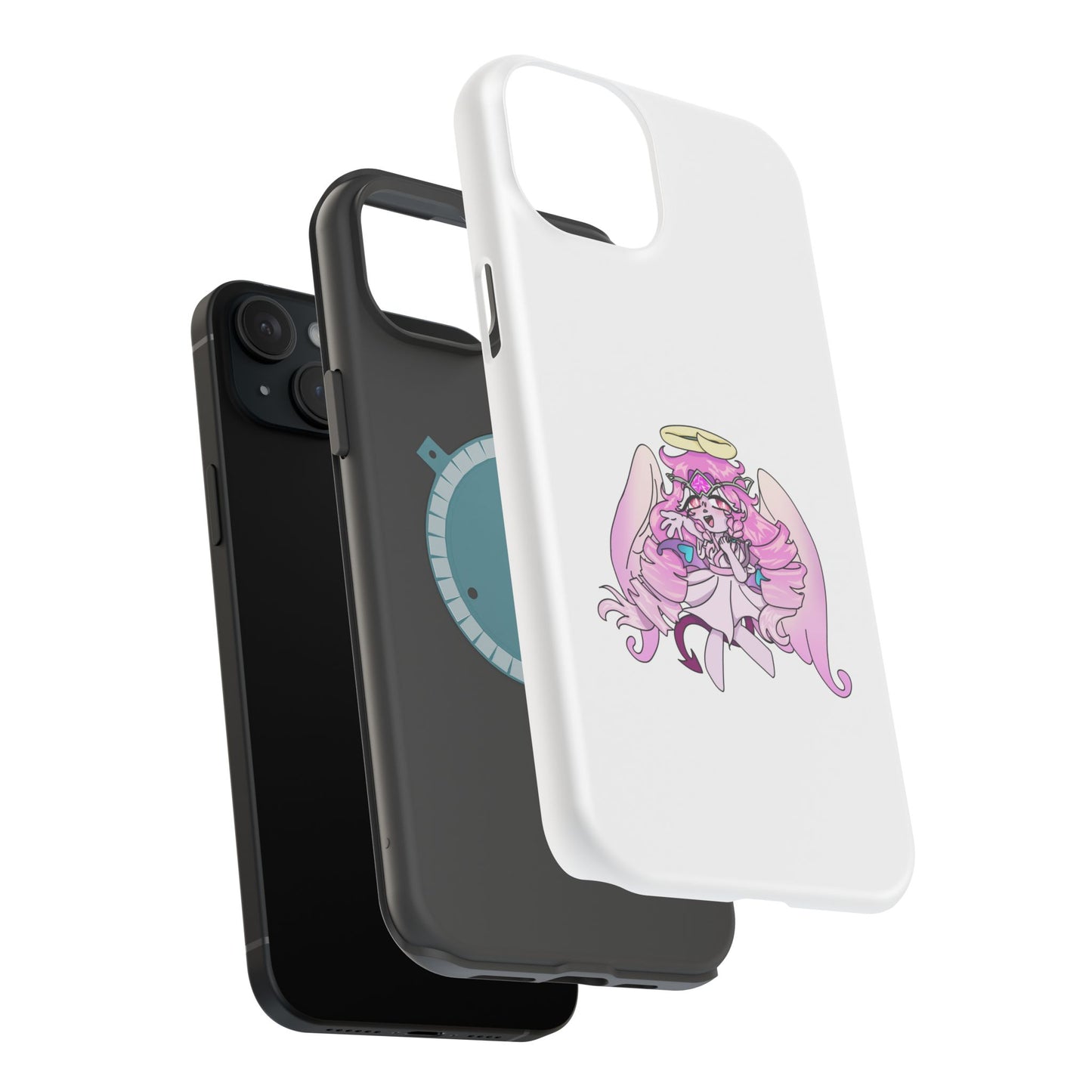 Cute Angelic Phone Case, Magnetic Tough Case for Girls, Cartoon Character Cover, Stylish Phone Protection, Anime Aesthetic Gift
