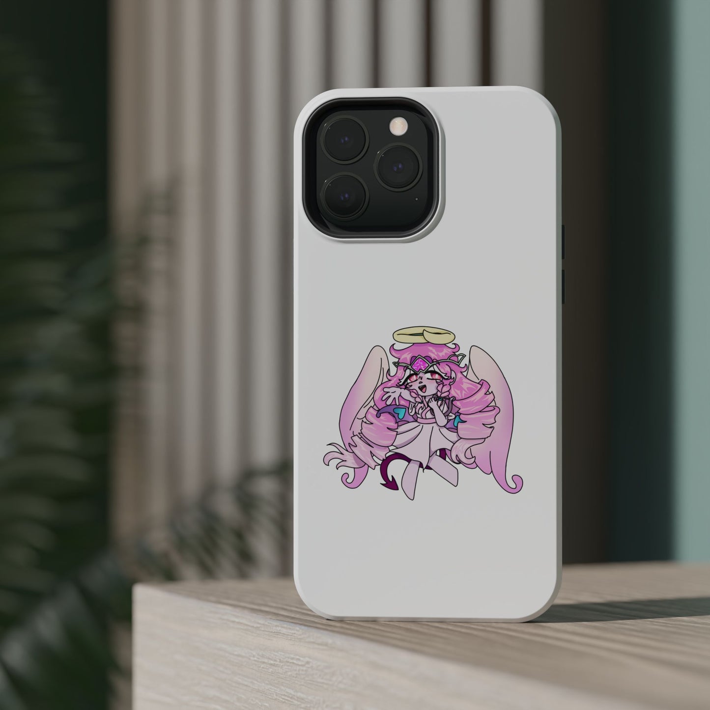 Cute Angelic Phone Case, Magnetic Tough Case for Girls, Cartoon Character Cover, Stylish Phone Protection, Anime Aesthetic Gift