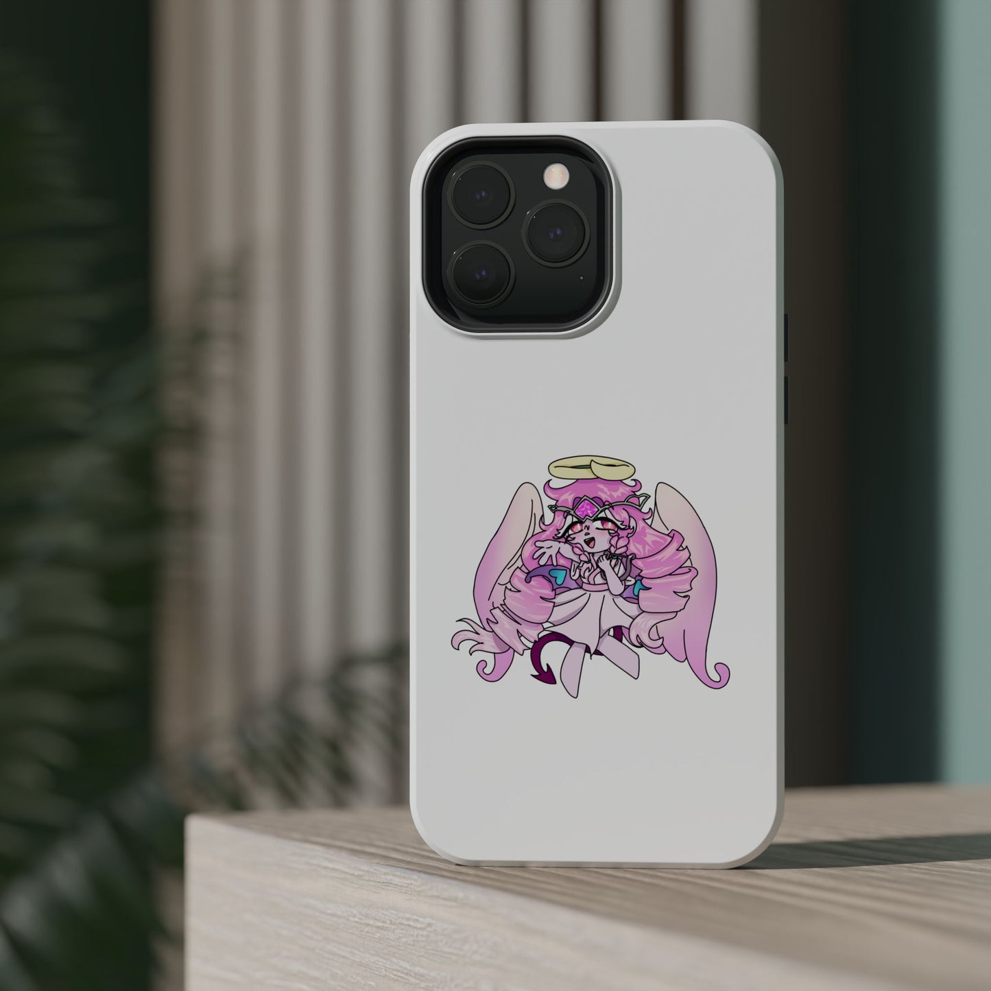 Cute Angelic Phone Case, Magnetic Tough Case for Girls, Cartoon Character Cover, Stylish Phone Protection, Anime Aesthetic Gift