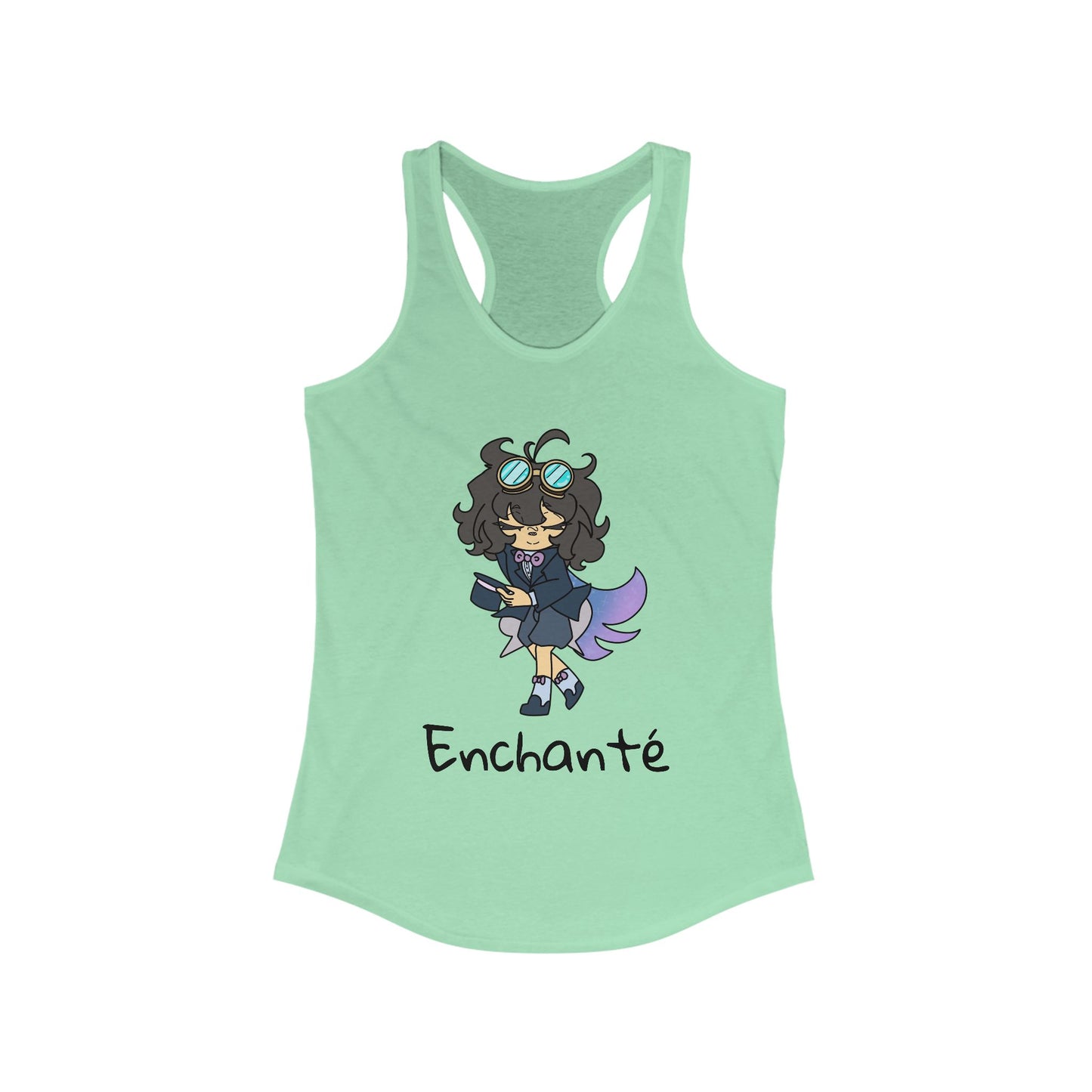 Enchanté Women's Racerback Tank, Cute Summer Tee, Graphic Workout Top, Gift for Her, Casual Chic Shirt, Anime Inspired Apparel